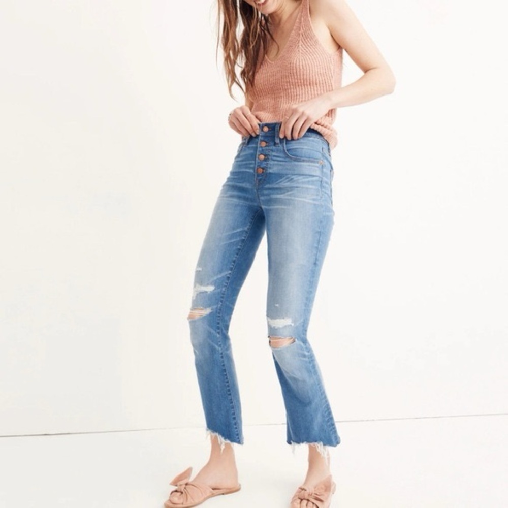 Madewell Cali Demi-Boot jeans in Bronson wash: button front